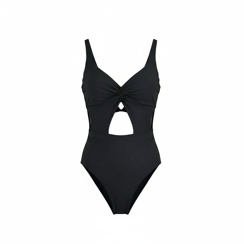BCA Rebecca Virtue Cut Out One Piece Swimsuit Black Size Small